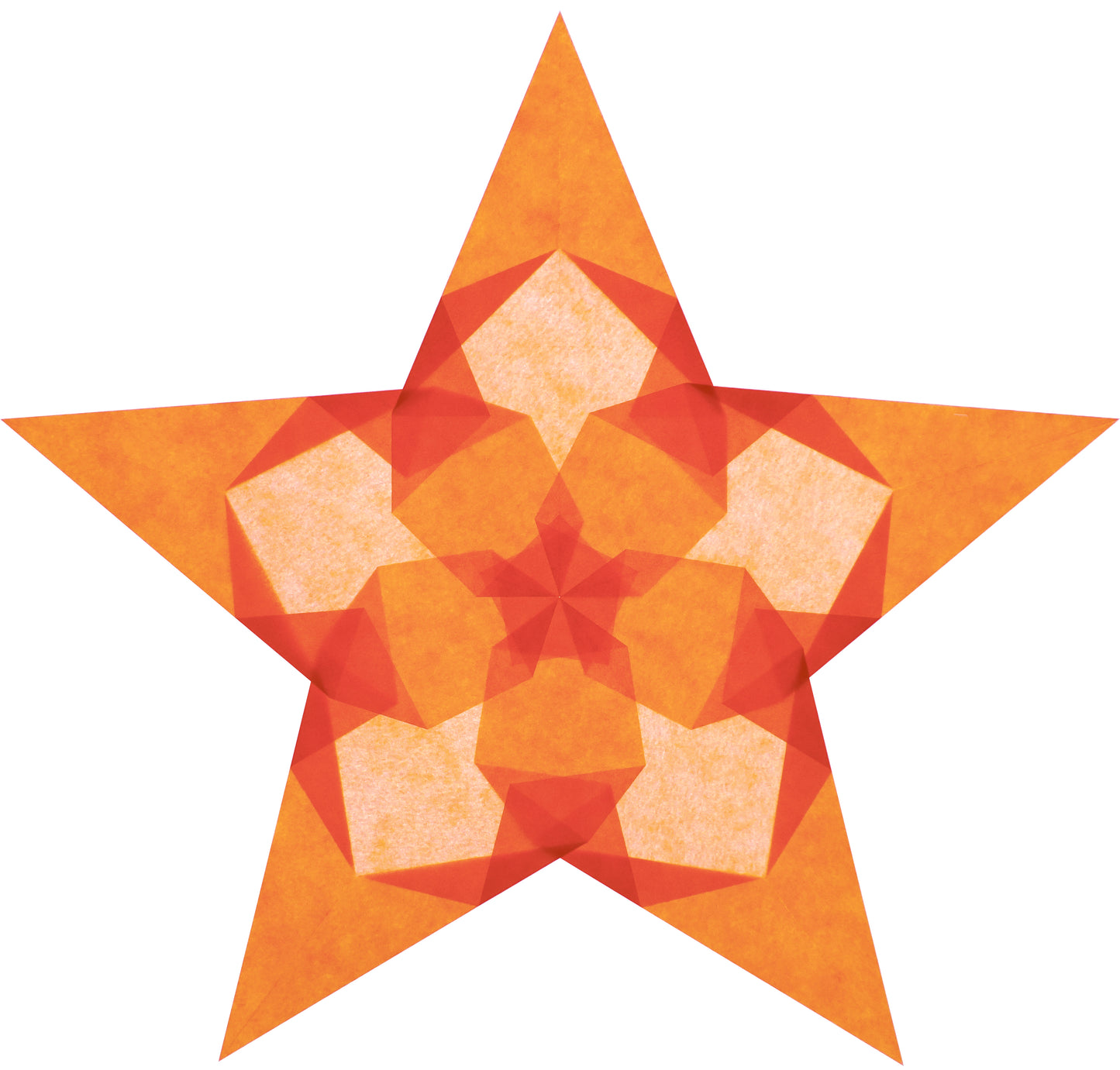 6 kinderleichte FENSTERSTERNE (Karminrot, Sonnengelb, Orange)