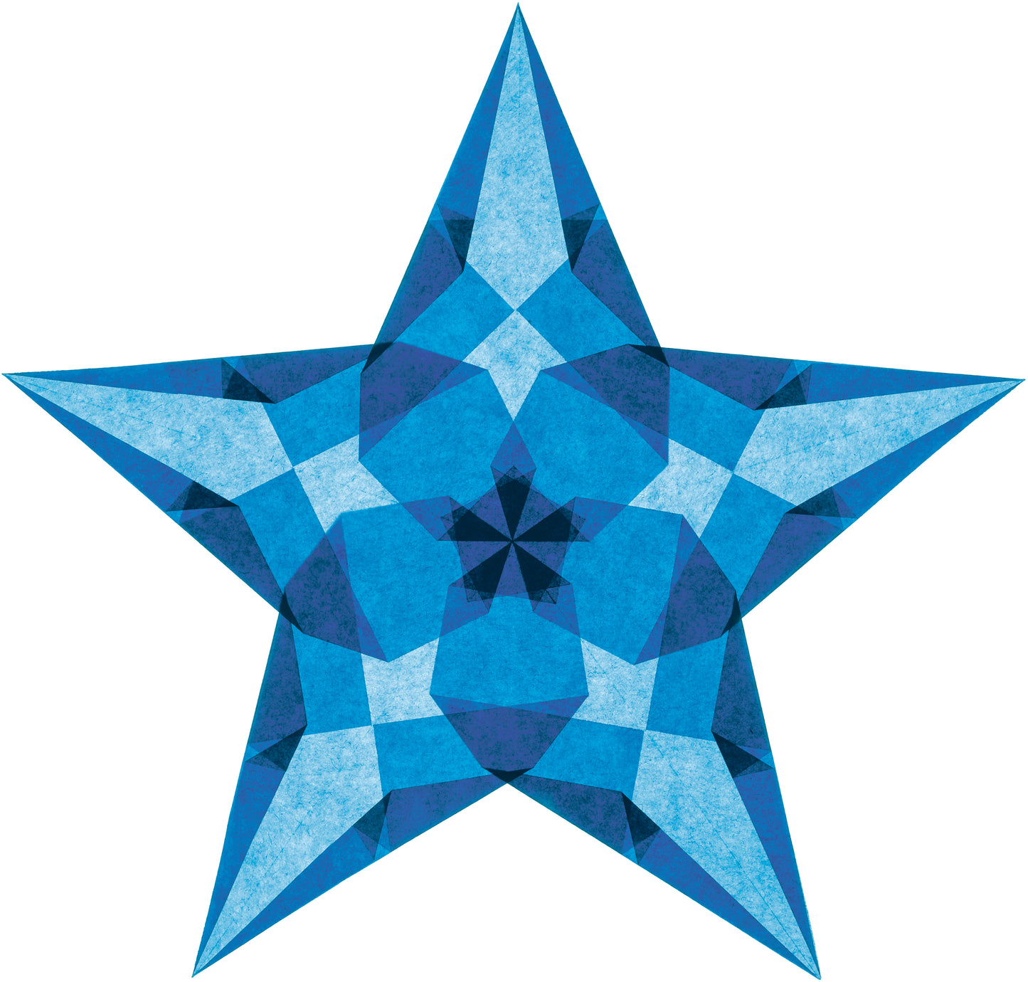 6 kinderleichte FENSTERSTERNE (Tiefblau, Hellgelb, Magenta)