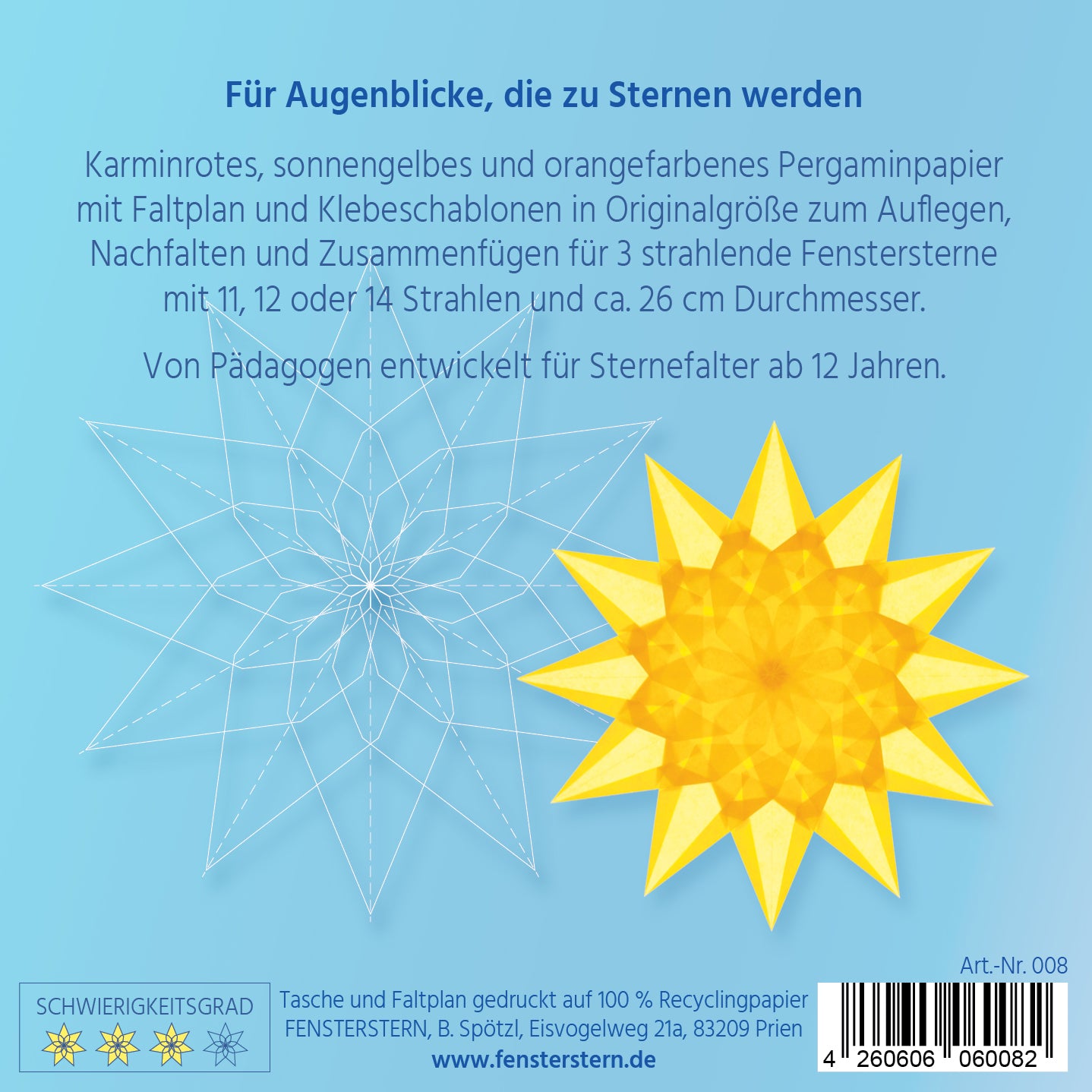 Wundervolle Fenstersterne (Karminrot, Sonnengelb, Orange)