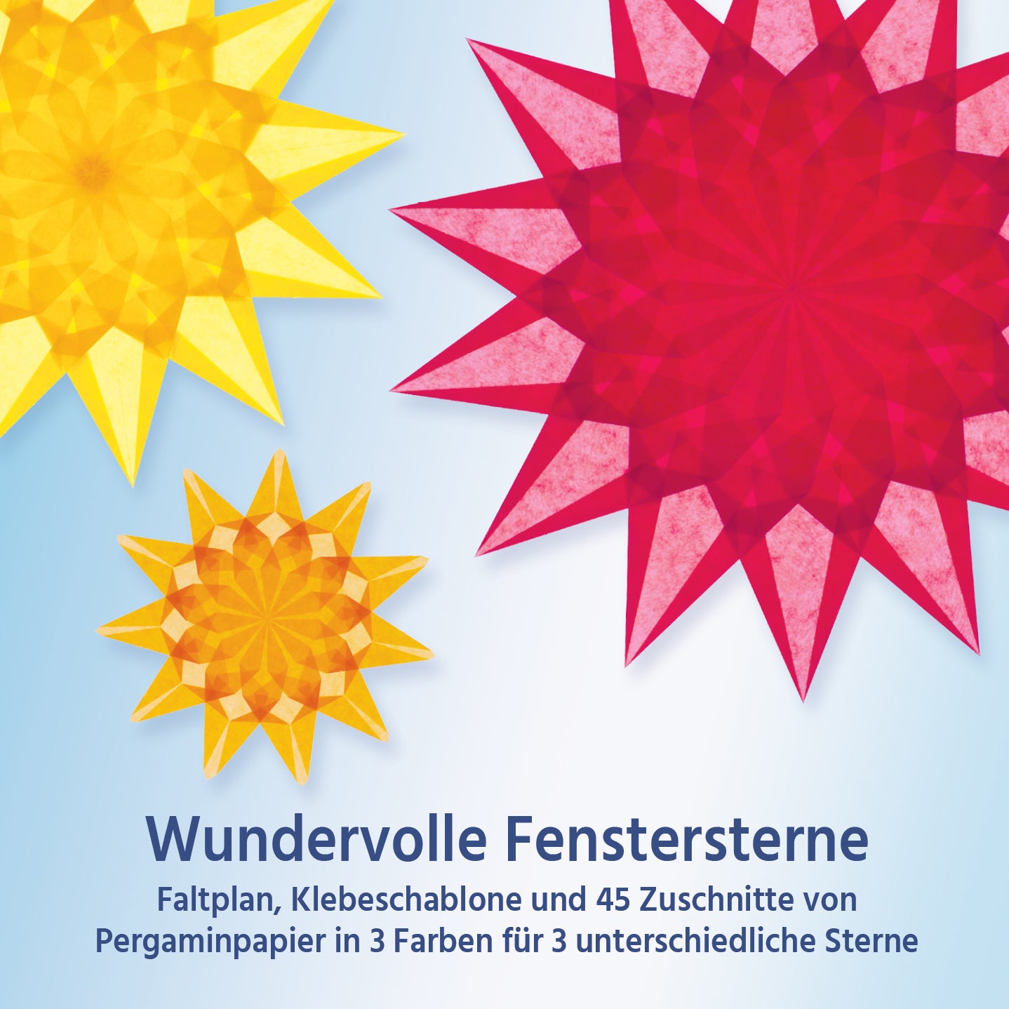Wundervolle Fenstersterne (Karminrot, Sonnengelb, Orange)