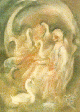 Mädchen mit Schwänen