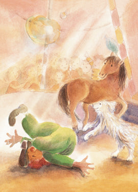 Clown mit Pony und Hund