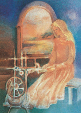 Mädchen am Spinnrad