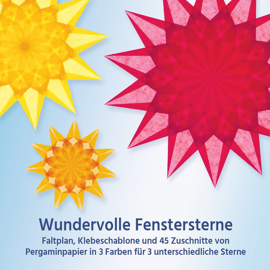 Wundervolle Fenstersterne (Karminrot, Sonnengelb, Orange)