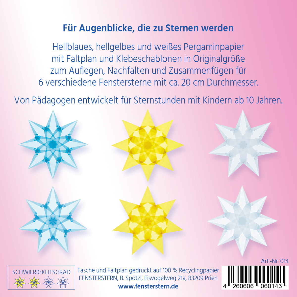 Faszinierende Fenstersterne (Hellblau, Hellgelb, Weiß) Art.-Nr. 014