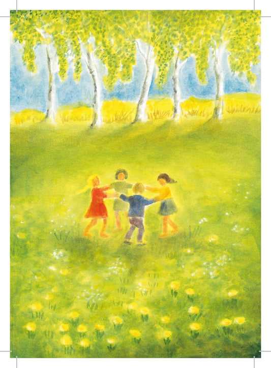 Tanzende Kinder im Frühling